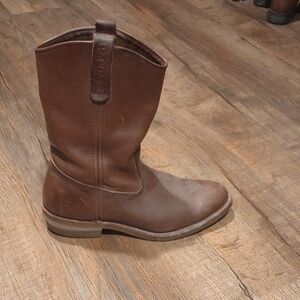 Brown Leather Western Pull-On Boot